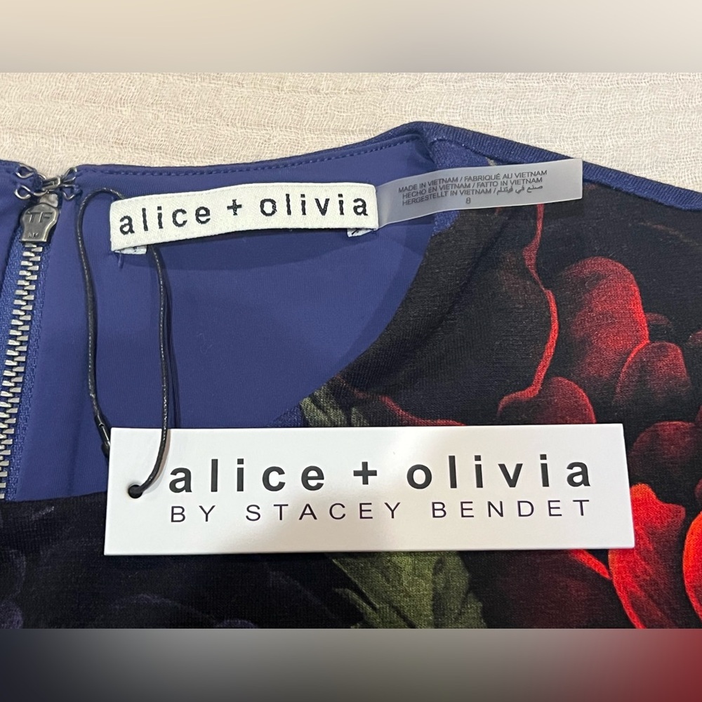 Alice + Olivia Delora Mini Sheath Dress Magic Garden Size 8 NWT RRP $395 - Picture 6 of 16